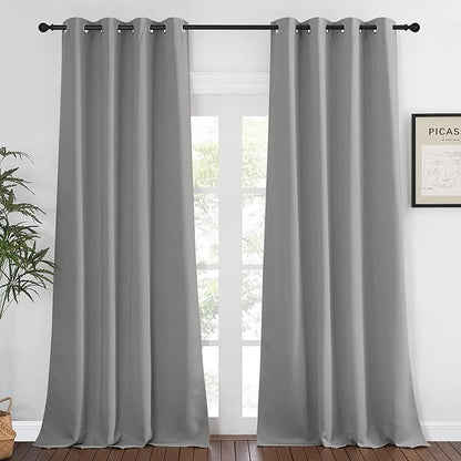 NICETOWN Bedroom Curtain Room Darkening Drapery 102 inches Length - Home Fashion Thermal Insulated Grommet Room Darkening Curtain for Living Room (Silver Grey, 1 Panel, 52 x 102 inches)