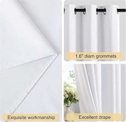 NICETOWN Pure White 100% Blackout Curtains 72 inches Long with White Liner, Grommet Thermal Drapes Privacy Window Treatments for Bedroom/Night Shift, 1 Panel, W52 x L72