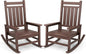 SERWALL Oversized Outdoor Rocking Chair Set of 2, HDPE Rocker for Adults, Patio Rocking Chairs for Porch, Brown