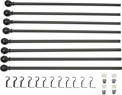 Amazon Basics Adjustable Curtain Rod for Windows with Round Finials, 1-Inch Rod, 36" to 72", Black, 1-Pack