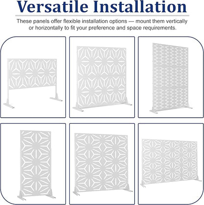 Outdoor Privacy Screen,72" H×47" W Metal Privacy Screen, Freestanding Privacy Fence Panels for Patio