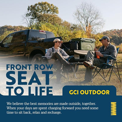 GCI Outdoor Comfort Pro Camping Chair | Collapsible Folding Chair with Durable Armrests, Drink Holder & Portable Carry Bag — Heathered Royal
