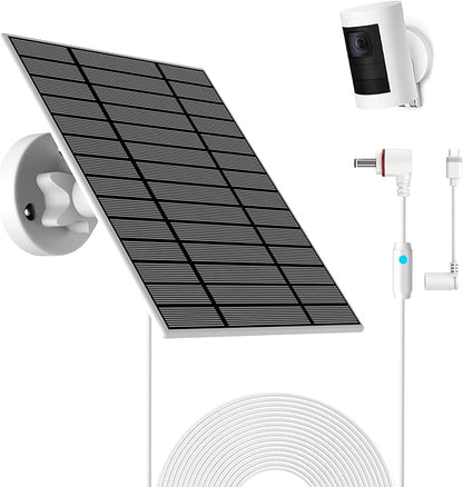 6W Solar Panel Compatible with Ring Spotlight Cam Plus/Pro and Stick Up Cam Battery, Solar Power Charger for Ring Cam with Indicator Light,13ft Cable IP66 Solar Panel USB-C and DC3.5mm Ports