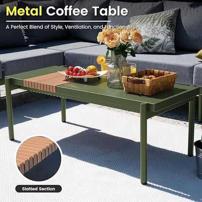 Sundale Outdoor 5 Pieces Patio Furniture Set, Metal Sectional Sofa Patio Conversation Set with Coffee Table, Modern Patio Corner Couch for Balcony, Porch, Sunroom