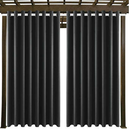 Outdoor Patio Curtain Waterproof Darkening Thermal Insulated Indoor Curtains for Bedroom, Porch, Living Room, Pergola, Cabana, W105 x L120 Extra Wide Room Divider, Dark Gray, Set of 2 Panels