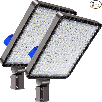 Juyace 480W LED Parking Lot Light 2 Pack, Slip Fitter Mount Outdoor Street Light, Dusk to Dawn Photocell, 72000lm Super Bright Commercial Area Flood Light, IP65 Waterproof, 110-277V for Stadium