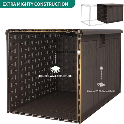 YITAHOME XXL 230 Gallon Large Deck Box,Outdoor Storage for Patio Furniture Cushions,Garden Tools with Flexible Divider,Waterproof,Lockable (Brown)
