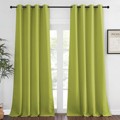 NICETOWN Bedroom Curtain Room Darkening Drapery 102 inches Length - Home Fashion Thermal Insulated Grommet Room Darkening Curtain for Living Room (Fresh Green, 1 Panel, 52 x 102 inches)