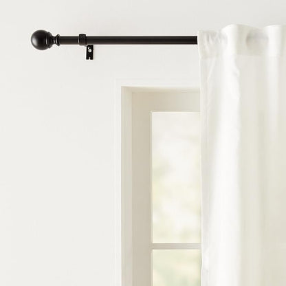 Amazon Basics Adjustable Curtain Rod for Windows with Round Finials, 1-Inch Rod, 36" to 72", Black, 1-Pack