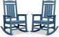 SERWALL Rocking Chairs Set of 2, HDPE Outdoor Rocking Chair, All-Weather Porch Rockers for Patio, Blue