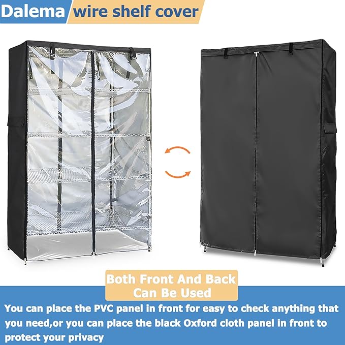 Waterproof Shelf Cover,Outdoor 600D Heavy Duty Dustproof Storage Shelves Cover,36''x14''x72'' Shelf Covers for Wire Shelving with Zippers,Storage Rack Covers with Clear Front