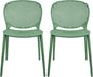 2xhome Set of 2 Patio Dining Chairs | Modern Stackable Outdoor Pool Side Chair | Weather Resistant Plastic for Yard, Porch, Balcony, Kitchen, Green