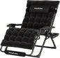 UDPATIO Oversized Zero Gravity Chair 33In XXL Patio Reclining Chair with Cushion, Outdoor Folding Recliner with Pillows|Cup Holder|Foot Rest|Padded Headrest, Black, Support 500LB