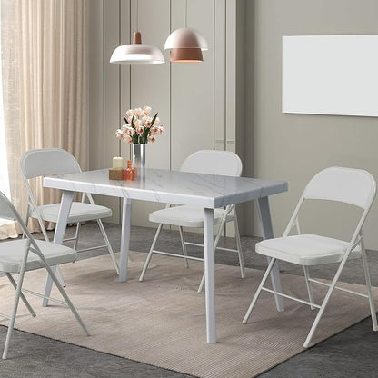 VINGLI 4 Pack Folding Chairs with Padded Seats, Metal Frame with Pu Leather Seat & Back, Capacity 350 lbs, White