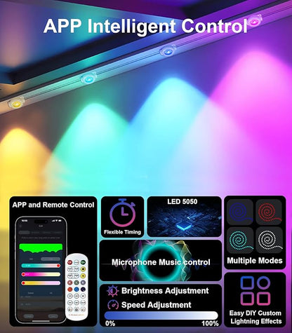 200FT Permanent Outdoor Lights for House, 2025 Smart RGB LED Outside Eaves Lights with APP Remote Control, IP67 Waterproof Outdoor Lighting Decor for Christmas Holiday, Halloween, Roof, Party, Daily