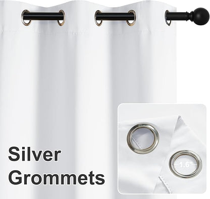 RYB HOME Outdoor White Curtains - Extra Wide Curtains Waterproof for Patio Cabana Balcony Pavilion Outside Deck, Wide 120 inch x Long 84 inch, 1 Pc, Grayish White
