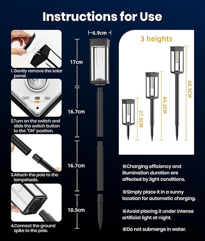 Solar Pathway Lights Outdoor, 2 Pack Bright Solar Lights Outdoor, IP65 Waterproof Solar Garden Lights Solar Powered Landscape Lighting for Yard Patio Walkway Driveway Pathway (Warm White)