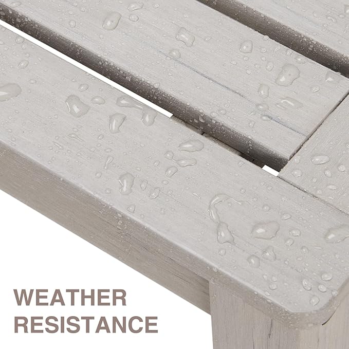 Psilvam Outdoor Bench, Two Person Poly Lumber Porch Bench, Weatherproof Garden Bench That Never Rot and Fade, All-Weather Patio Bench Suit for Garden, Porch, and Park (Grey)