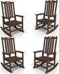 Oversized Rocking Chair Set of 4, Outdoor Rocking Chair for Adults, All Weather Resistant Porch Rocker for Lawn Garden, Brown