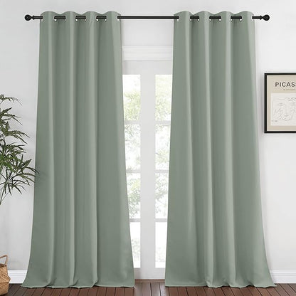 NICETOWN Bedroom Curtain Room Darkening Drapery 102 inches Length - Home Fashion Thermal Insulated Grommet Room Darkening Curtain for Living Room (Sage Green, 1 Panel, 52 x 102 inches)