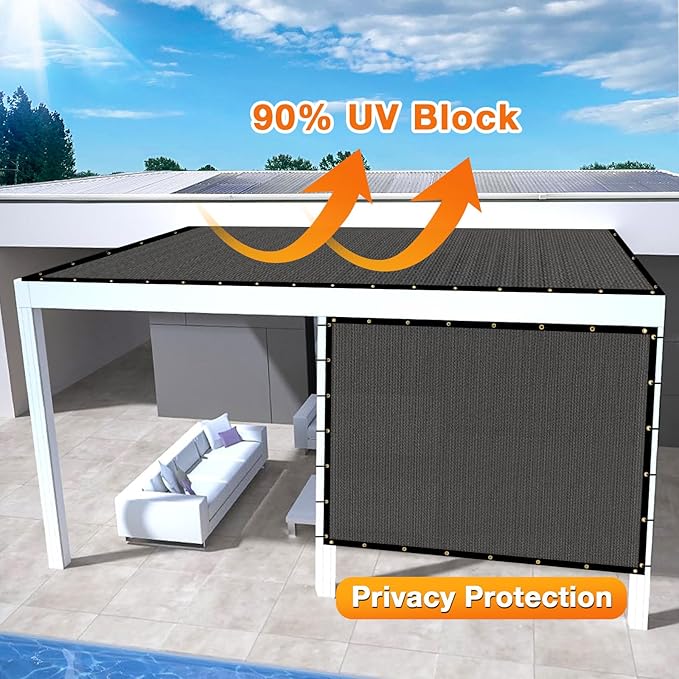 Artpuch Outdoor Pergola Shade Cover 7x20 FT Sun Shade Cloth with Grommets Dark Grey 90% UV Protection Canopy Patio Privacy Screen (Customized Available)