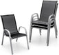 Giantex Set of 4 Patio Chairs, Stackable Outdoor Dining Chairs, 330 LBS Capacity, All Weather Resistant, Heavy Duty Rustproof Metal Armchairs, Lawn Chairs for Front Porch Yard Pool Garden