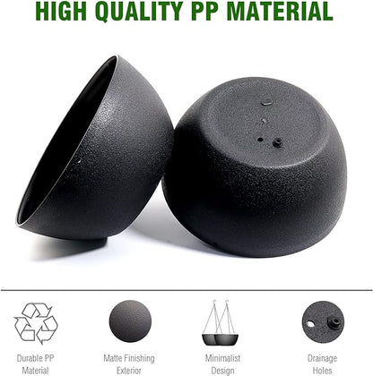 10 inch Hanging Planters for Outdoor Indoor Plants with Drainage Holes and Chain, 2 Pack Round Hanging Flower Pots for Garden Home Porch Decor, Black