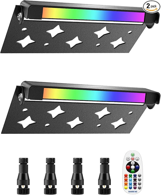 5W RGB Retaining Wall Lights 7 inch LED Hardscape Lighting Color Changing Low Voltage Landscape Paver Lights 12V 24V Step Lights Outdoor IP66 Waterproof Stair Lighting (2 Pack+Connectors)