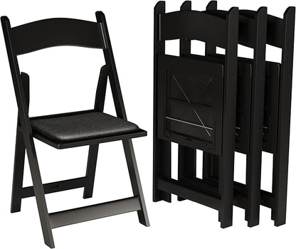 SIMPLEX 48 Black Resin Stackable Folding Chair - Comfortable Black Foldable Chair - Folding Chairs with Padded Seats - Indoor/Outdoor Folding Chairs for Events - Lightweight Foldable Chairs (48 Pack)