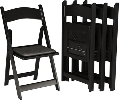 SIMPLEX 8 Black Resin Stackable Folding Chair - Comfortable Black Foldable Chair - Folding Chairs with Padded Seats - Indoor/Outdoor Folding Chairs for Events - Lightweight Foldable Chairs (8 Pack)
