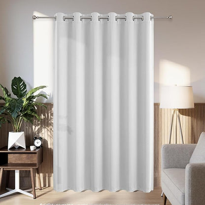 Joydeco Blackout Patio Sliding Door Curtains 108 Inches Long, Grommet Privacy Room Divider Curtains, Extra Wide Thermal Blackout Drapes for Bedroom Living Room (Greyish White, 80Wx108L, 1 Panel)