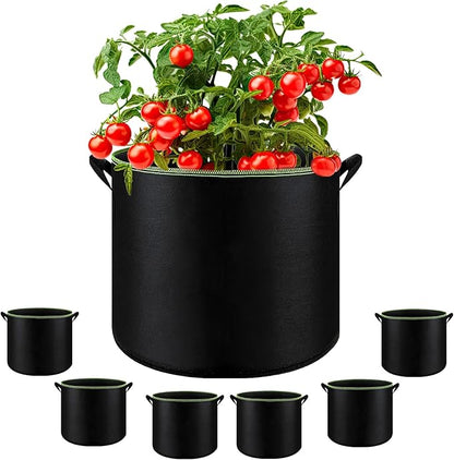 6-Pack 10 Gallon Grow Bags - 300G Heavy Duty Aeration Fabric Pots with Handles,Thickened Nonwoven Planter Bags for Vegetables Flowers Fruits