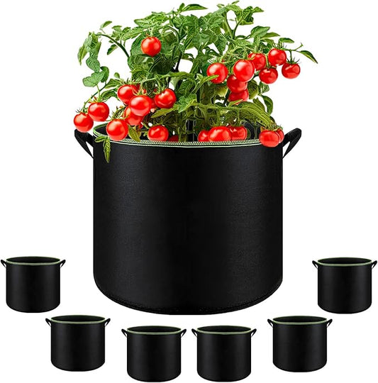 6-Pack 10 Gallon Grow Bags - 300G Heavy Duty Aeration Fabric Pots with Handles,Thickened Nonwoven Planter Bags for Vegetables Flowers Fruits