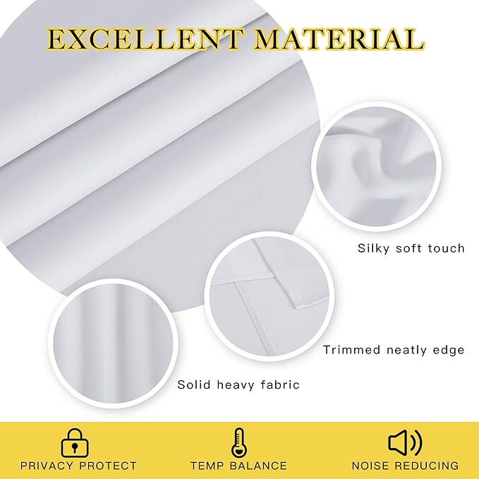 NICETOWN Room Darkening Curtain Window Panel - (Greyish White Color) Solid Thermal Insulated Drape/Drapery for Bedroom,52x95 inches, 1 Pack