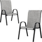 UDPATIO Patio Chairs Set of 2, Stackable Outdoor Dining Chairs with High Back, Breathable Textilene Fabric Outdoor Chair All Weather, 350LBS Capacity for Garden, Backyard (Light Grey)