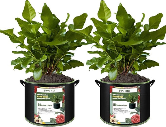 2-Pack 50 Gallon Plant Grow Bags, Thickened Nonwoven Fabric Pots with Handles,Sturdy Garden Planters Aeration Gardening Container to for Plants, Vegetables, and Flowers