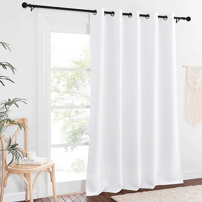 NICETOWN Extra Long Room Darkening Curtain 102 inches Long, Grommet Patio Door Curtain Thermal Drape Sound Reducing for Living Room/Bedroom (White, W66 x L102, 1 Panel)