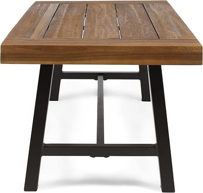 Christopher Knight Home Carlisle Outdoor Acacia Wood Coffee Table, Sandblast/Rustic Metal