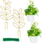 AUGSUN 2 Pcs Gold Trellis Leaf Shape 12 Inch Metal Plant Support with 50 Ties for Climbing Potted Plants Houseplant Garden Indoor Outdoor