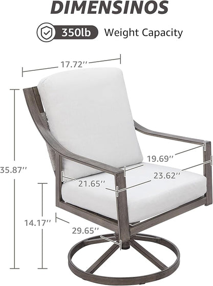 NATURAL EXPRESSIONS 5-Piece Outdoor Patio Dining Set, 4pcs Patio Swivel Rocking Chairs and 38’’ Round Dining Table with 1.65’’ Umbrella Hole