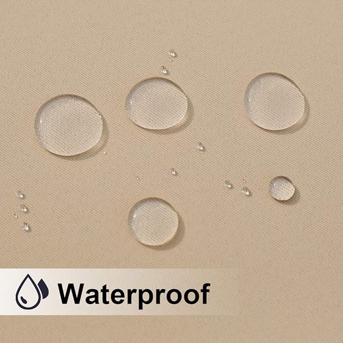 NICETOWN Outdoor Curtain Waterproof for Patio 95" Extra Long, Grommet Top Room Darkening Thermal Insulated 140" Extra Wide Protect You from Sun & Rain for Balcony/Porch, Biscotti Beige, 1 Panel