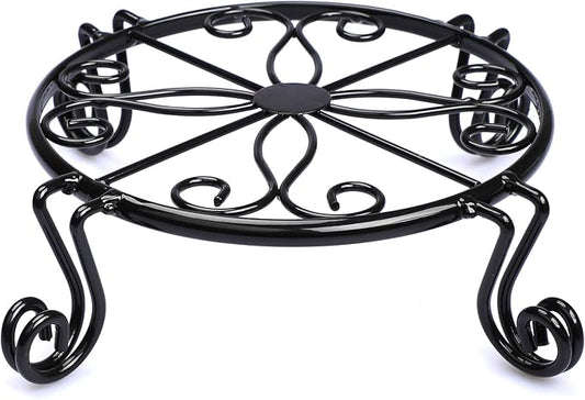Black Plant Stand for Flower Pot Heavy Duty Potted Holder Indoor Outdoor Metal Rustproof Iron Garden Container Round Supports Rack for Planter Bronze, Pumpkin Stand Outdoor