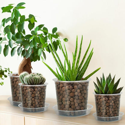 4/5/6/7 Inch Clear Nursery Pots for Plants with Sacuers 20 Pack, Plastic Flower Pots with Drainage Holes, Variety Pack Seedlings Garden Pot for Indoor Outdoor (4+5+6+7 inch)