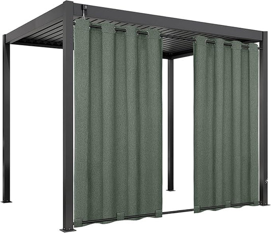 Easy-Going Linen Look Outdoor Curtains Waterproof Windproof Porch Curtains, Soft Thicken Outdoor Privacy Curtains for Patio, Gazebo, Grommet Top and Tab Bottom Drape, 1 Panel, 54x96 inch, Sage Green