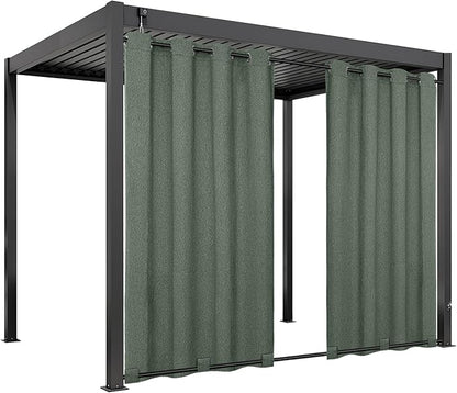 Easy-Going Linen Look Outdoor Curtains Waterproof Windproof Porch Curtains, Soft Thicken Outdoor Privacy Curtains for Patio, Gazebo, Grommet Top and Tab Bottom Drape, 1 Panel, 54x120 inch, Sage Green