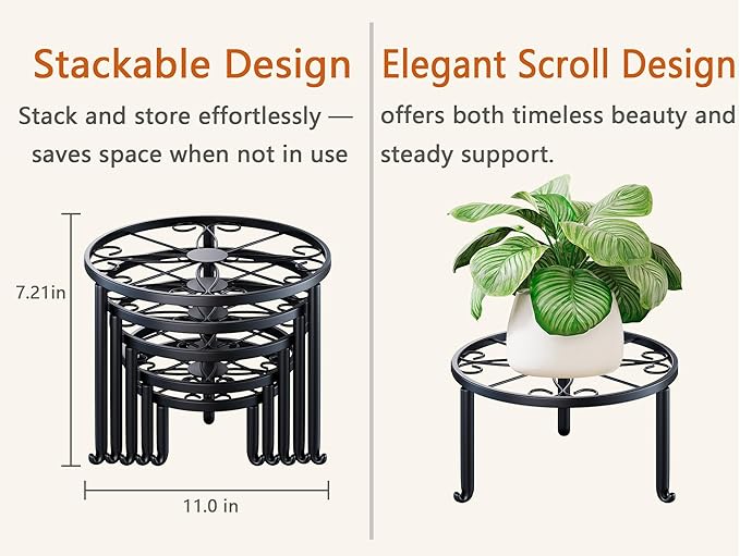 5 PackHeavy Duty Rack for Planter,Anti-Rust Flower Pot Stand Holder for Multiple Plants,Potted Plant Shelf for Living Room, Balcony, Garden, Patio