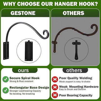 16 Inch Plant Hangers Outdoor 4 Pack,Plant Hanging Hook Bracket for Bird Feeder Hanger,Hanging Plant Hooks for Outside Baskets Lanterns Wind Chimes Outdoor Indoor
