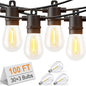 Svater LED Outdoor String Lights 100 FT, Patio Lights with Shatterproof Bulbs, Outside Hanging Light Waterproof for Porch, Deck, Garden, Backyard, Balcony, Dimmable 2700K