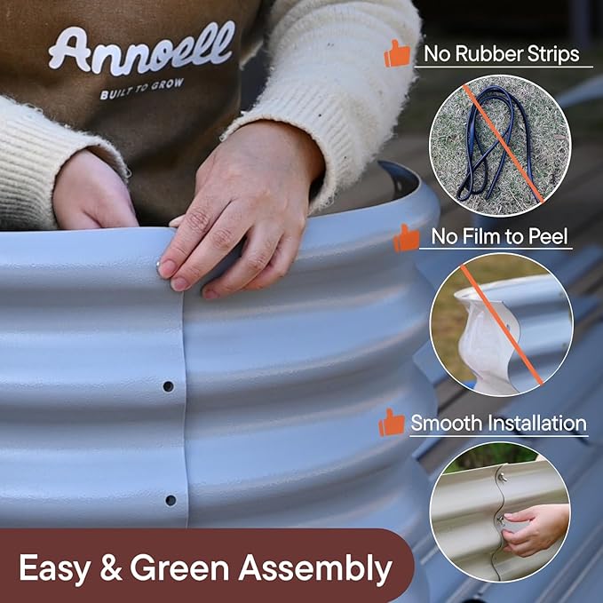 4-Pack Galvanized Raised Garden Bed 8x4x1.5 | 10x2x1.5 ft, 18" Tall Metal Planter Boxes Outdoor for Herb Vegetable, Modular Raised Flower Bed for Gardening with Zn-Al-Mg Coated - Moss Green