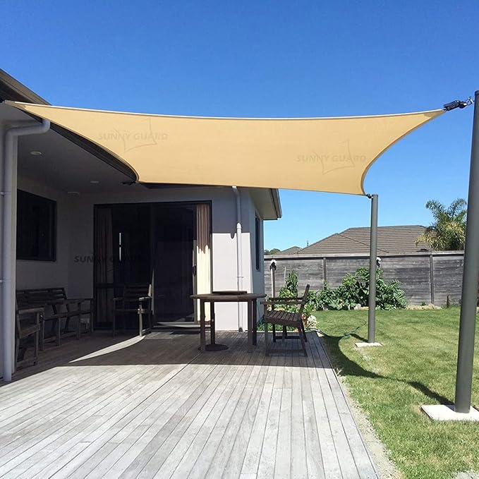 SUNNY GUARD Sun Shade Sail 8' X 16' Rectangle Sand UV Block Sunshade for Backyard Yard Deck Patio Garden Outdoor Activities and Facility(We Make Custom Size)